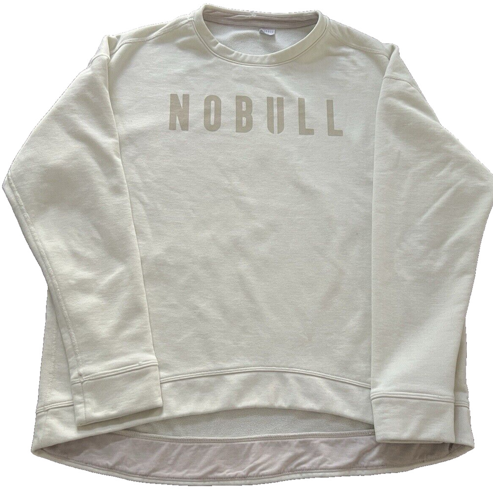 NOBULL Women's crew neck Logo soft sweatshirt MEDIUM Ivory Excellent Condition - Picture 1 of 10